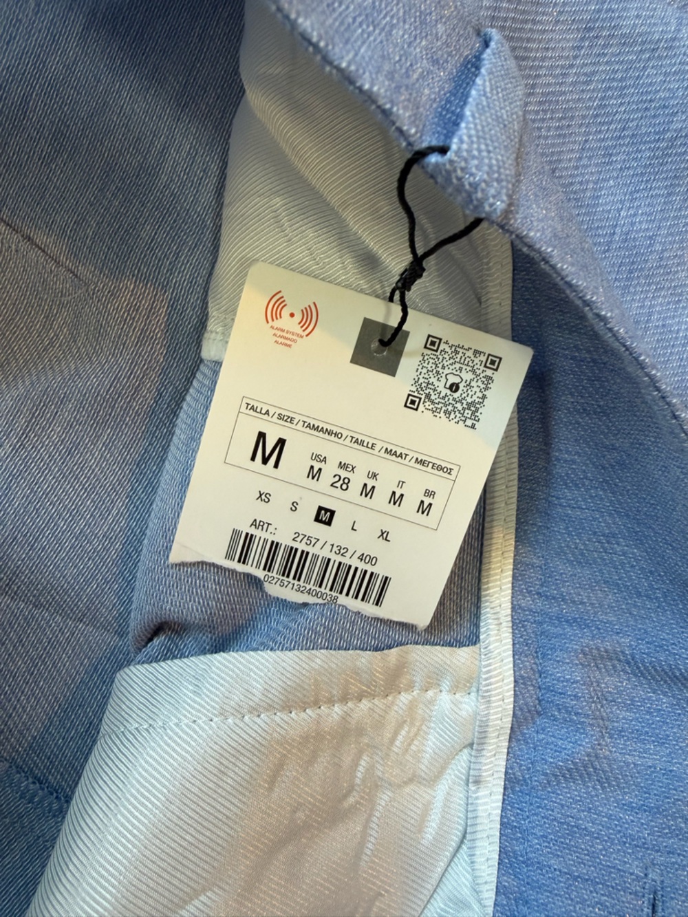 Zara Blue High-Waist Wide-Leg Pants with Metallic Shimmer NWT - Picture 7 of 11